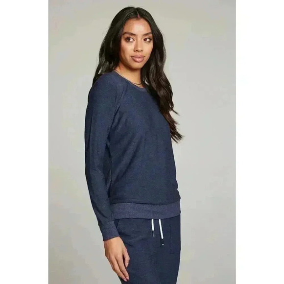 Chaser Scoop Neck Lightweight Sweatshirt Washed Out Blue Women's Size S - Picture 4 of 6